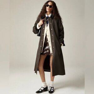 J-Crew Long Dark Brown Waxed Cotton Corduroy Collar Barn Coat Size XS NWT